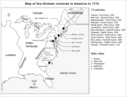 13 Colonies Map Coloring Page